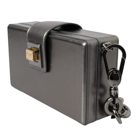 Dolce & Gabbana Dolce & Gabbana Metallic Gray Calfskin Leather DG BOX Shoulder